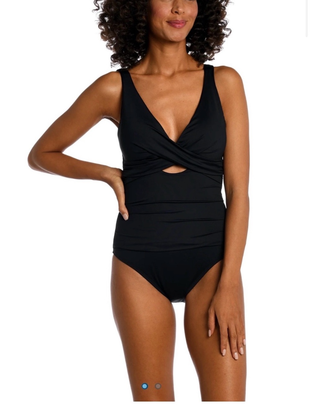 La Blanca Women's Navy NWT Island Goddess Twist Keyhole One-Piece Swimsuit sz10